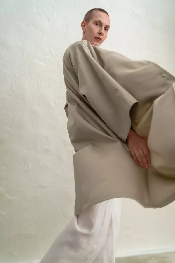 Kimono maxi 3/4 sleeve beige